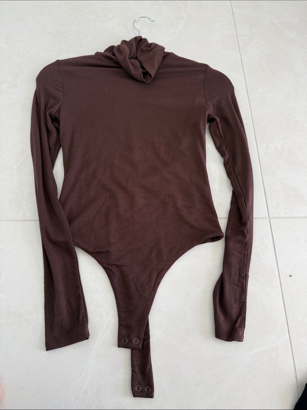 naked wardrobe Brown Long-Sleeve Turtleneck Bodysuit for Kids